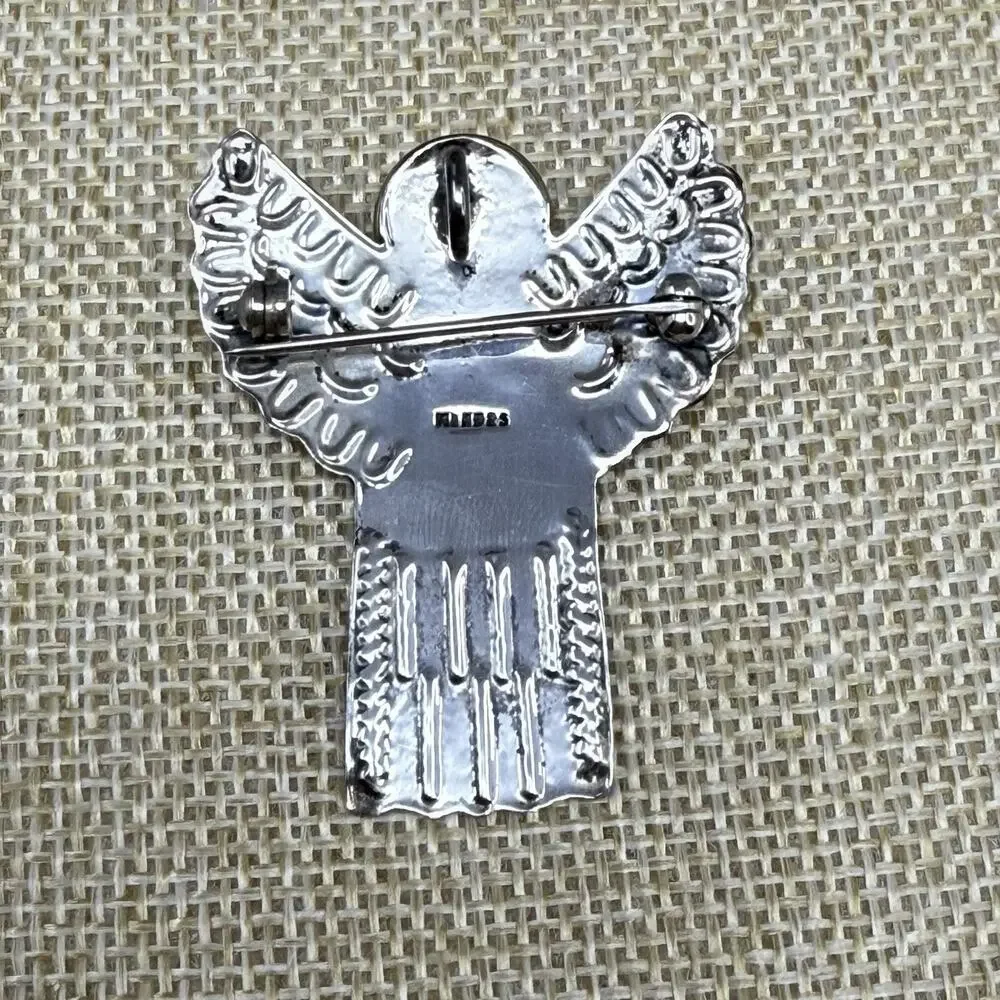 Vintage 925 Sterling Silver and Brass Angel Heart Brooch and Pendant 9 grams